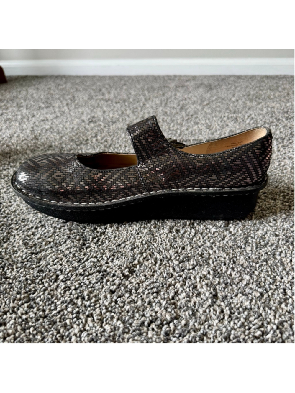 ALEGRIA Paloma Sz 10/EU 40 Pewter Dazzler Leather Mary Jane Shoes - Picture 7 of 13